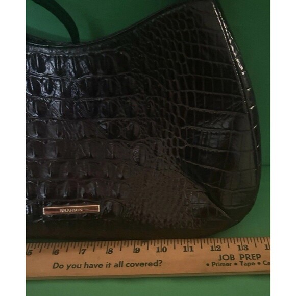 BRAHMIN CAYSON BLACK MELBOURNE LEATHER SMALL HOBO SHOULDER BAG Croc Embossed - Picture 11 of 14